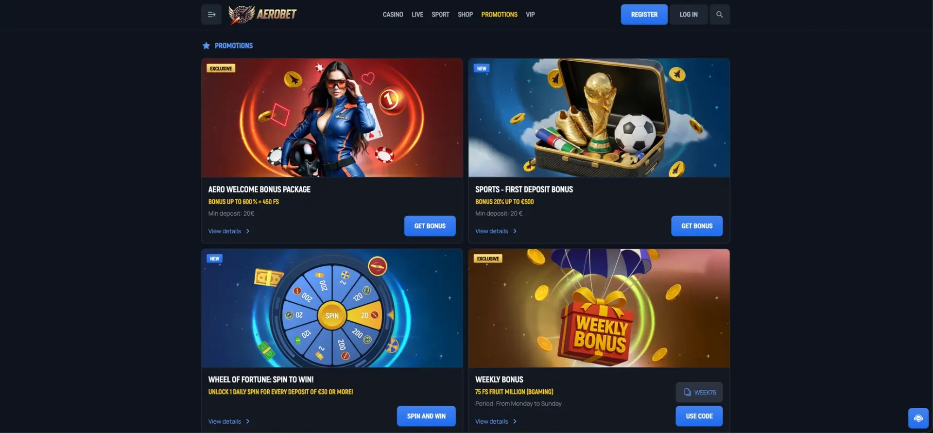 Aerobet casino promotions