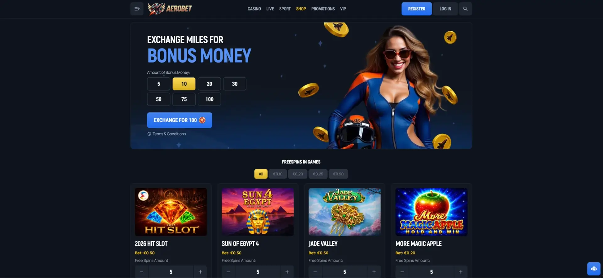 Aerobet loyalty shop